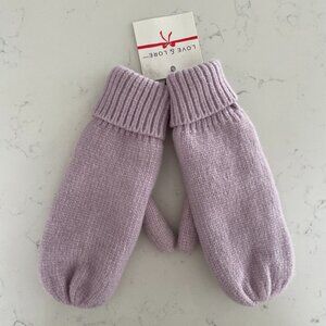 Indigo Love & Lore Outdoor Sherpa Lined Knit Acrylic Nylon Mittens Soft Lilac OS